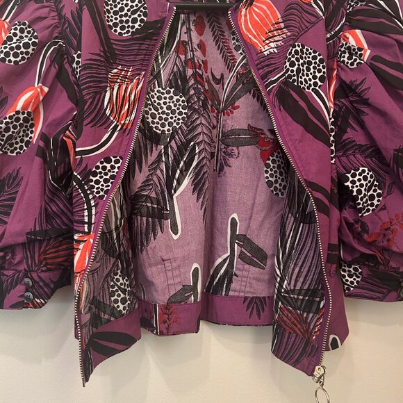 Desigual (collab. w/ Christian Lacroix) floral cropped blouse w/ back zip sz M - Picture 10 of 14